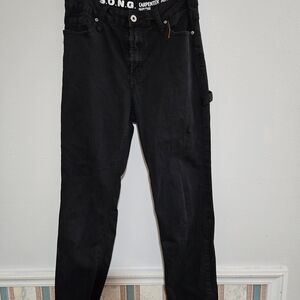 Ladies Baggy SONG Black Carpenter Jeand Size 7/28